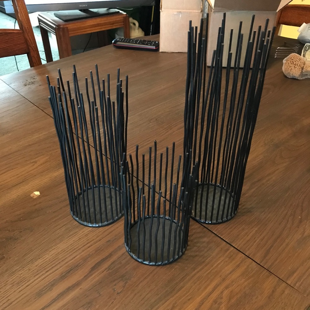 Modern Black Candle Holder Set of 3.